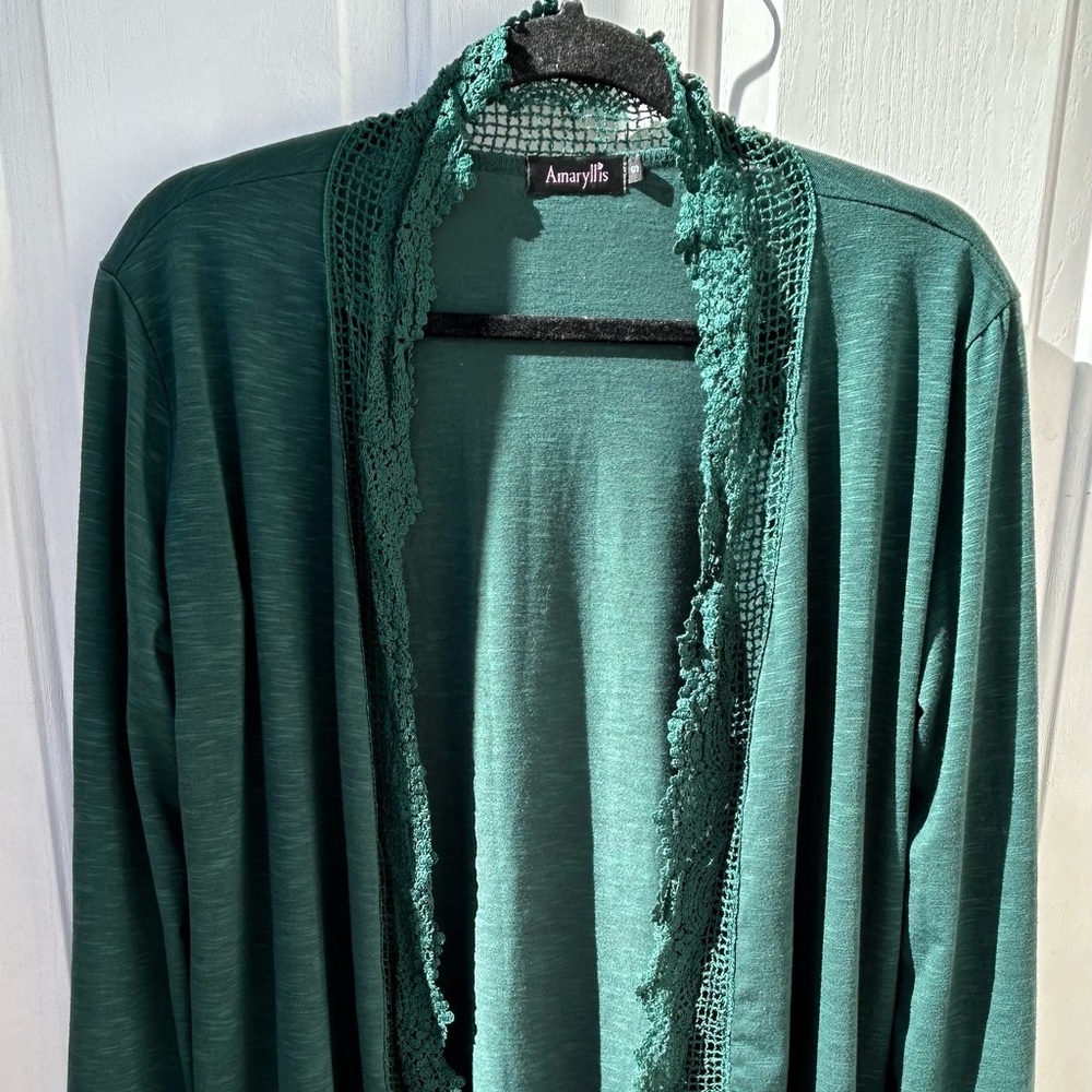 Amaryllis Small Jade Green Lace Cardigan 100% cotton